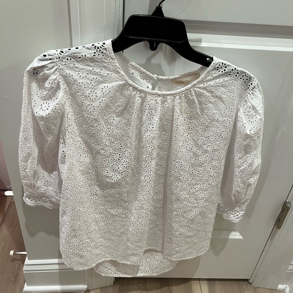 NWT Maje Lilou Eyelet Blouse Top With Cutout Ecru White L - Picture 4 of 7